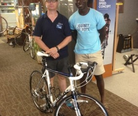 Reggie Quaye with his new bike